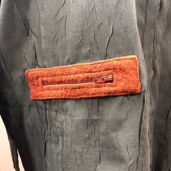 Solola from Paris Vintage Olive Green Crinkle Texture Jacket EU Size 3 - Picture 6 of 8